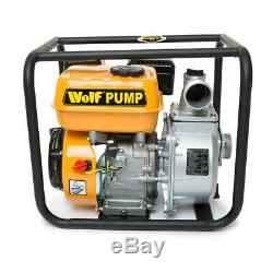 Wolf 2'' Portable Water Pump Petrol Driven 5.5HP 4 Stroke Engine Heavy Duty