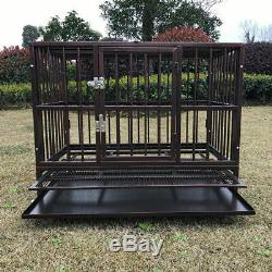 XL 37 Heavy Duty Dog Cage Crate Kennel Metal Pet Playpen Portable with Tray NEW