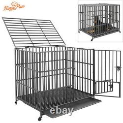 XXL Portable Large Dog Cage Puppy Playpen Heavy Duty Enclosure Kennel Wheels New