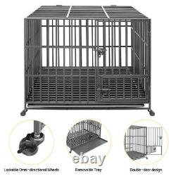 XXL Portable Large Dog Cage Puppy Playpen Heavy Duty Enclosure Kennel Wheels New