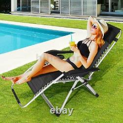 Zero Gravity Chair Heavy Duty Sun Lounger Beach Garden Outdoor Reclining Cushion